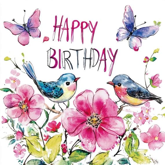 Happy Floral Birthday Clipart Bundle β view 5 β watercolor clipart transparent PNG instant download