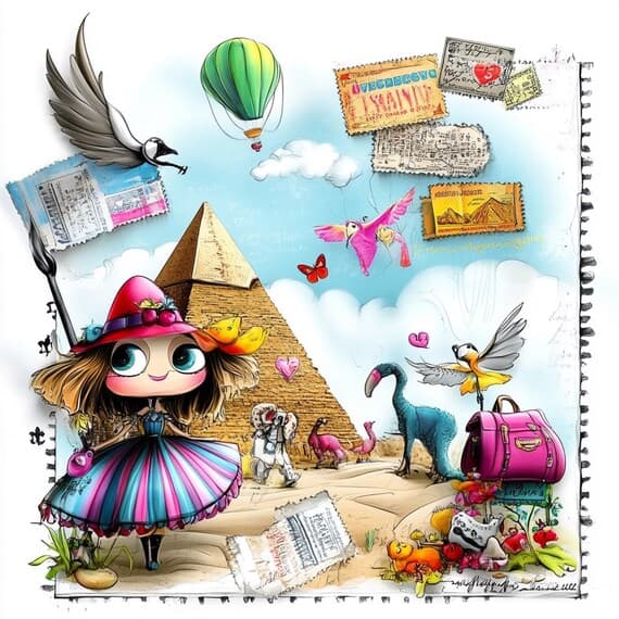 15 Whimsical Travel Letters Clipart (JPG) β view 7 β watercolor clipart transparent PNG instant download