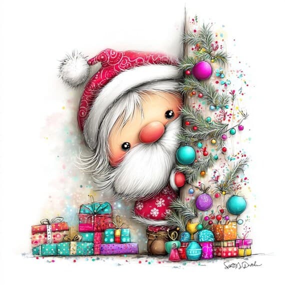 10 Quirky Watercolor Christmas Santa Clipart Set, Cute Cartoon Father β view 2 β watercolor clipart transparent PNG instant download