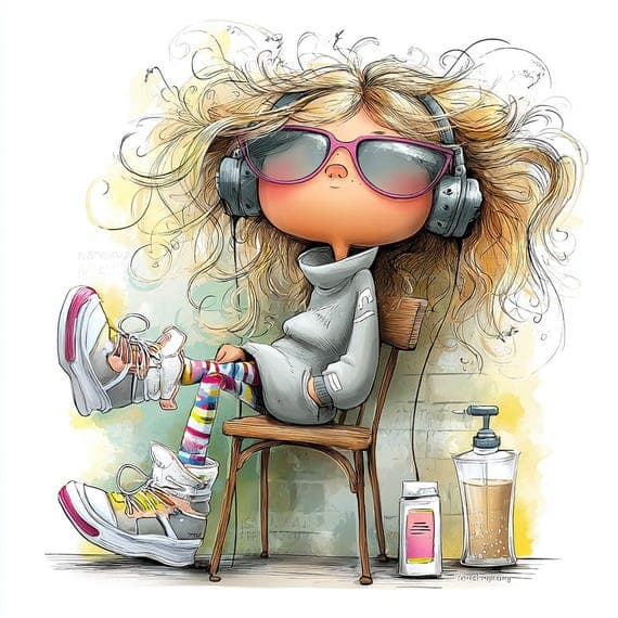 18 Coffee Girl Clipart Bundle – Cozy Quirky Designs for Fun Printable — view 4 — watercolor clipart transparent PNG instant download