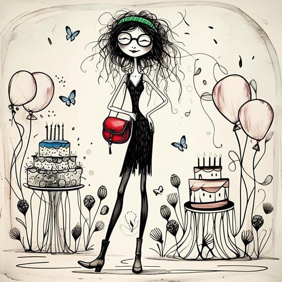 Whimsical Girl Birthday Clipart β view 5 β watercolor clipart transparent PNG instant download