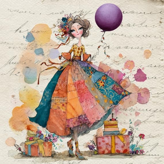 Watercolor Birthday Girl Clipart β watercolor clipart transparent PNG instant download