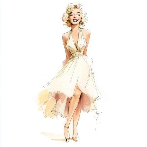 1950s Fashion Illustration β view 6 β watercolor clipart transparent PNG instant download