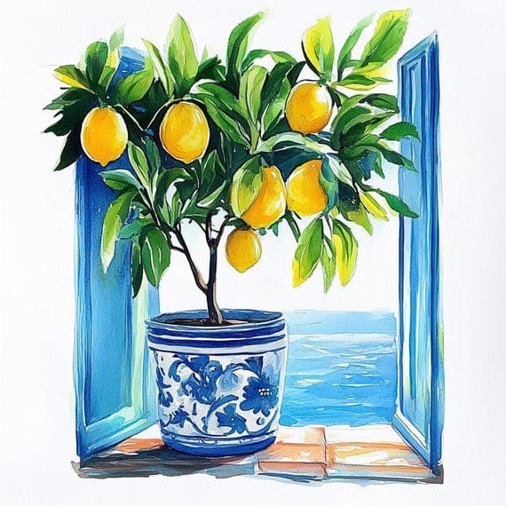 12 Lemon Tree Mediterranean JPG Bundle β view 8 β watercolor clipart transparent PNG instant download