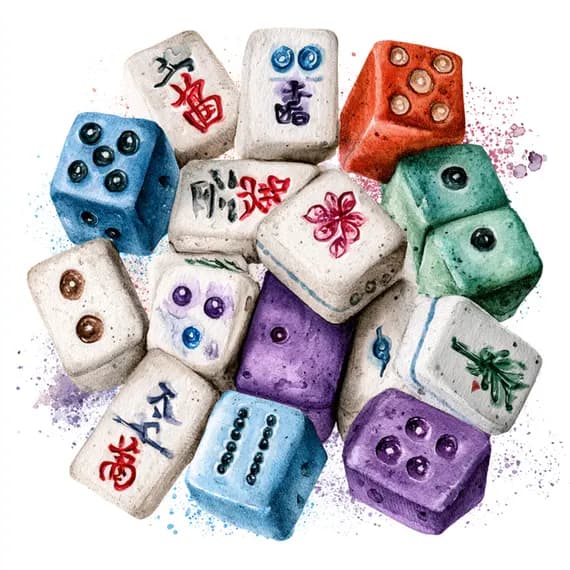 21 Whimsical Mahjong Clipart PNG β view 6 β watercolor clipart transparent PNG instant download