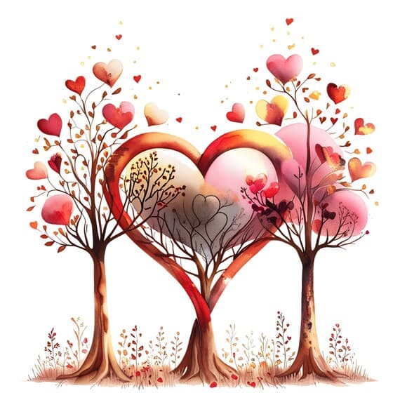 Watercolor Heart Tree Clipart β view 7 β watercolor clipart transparent PNG instant download
