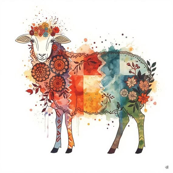 Whimsical Sheep Clipart β view 5 β watercolor clipart transparent PNG instant download