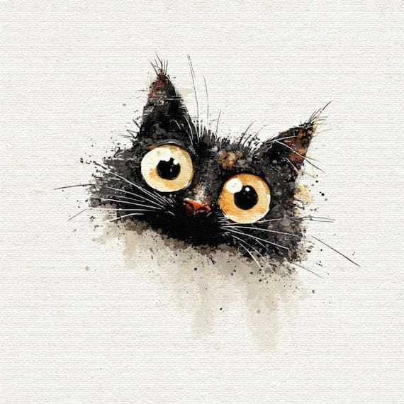 20 Quirky Black Cat Watercolor Clipart (JPG) β watercolor clipart transparent PNG instant download