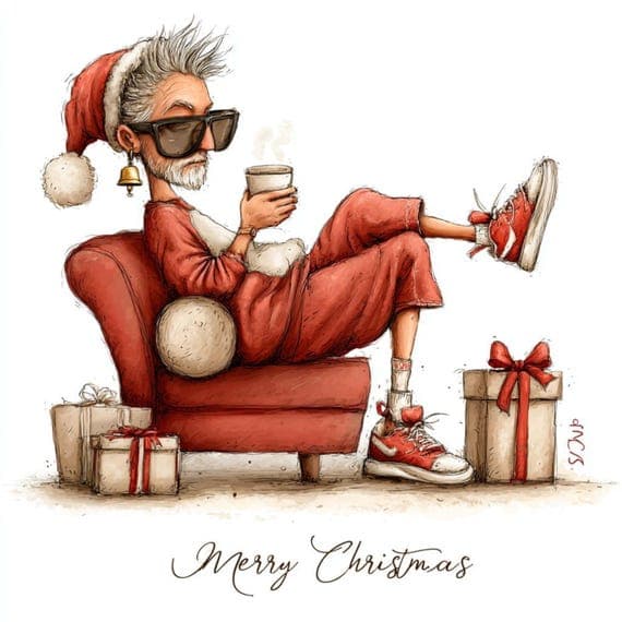 15 Quirky Merry Christmas Santa Clipart (JPG) β watercolor clipart transparent PNG instant download
