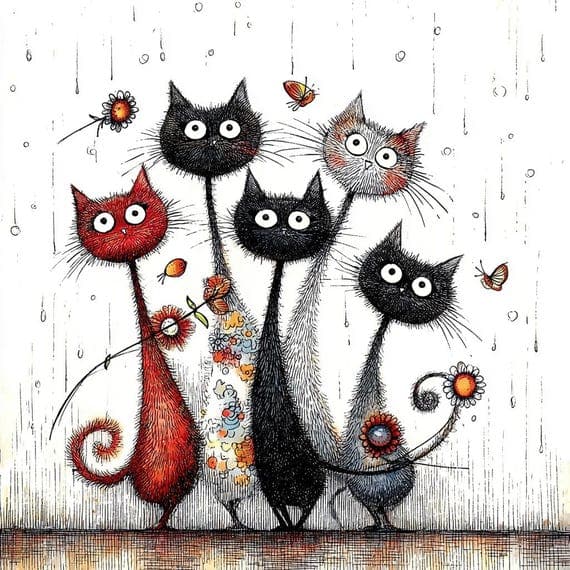 20 Watercolor Cat Clipart (JPG) β view 3 β watercolor clipart transparent PNG instant download