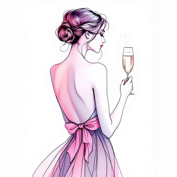 Watercolor Woman with Champagne Clipart β view 3 β watercolor clipart transparent PNG instant download