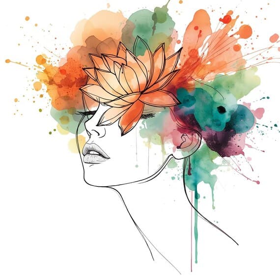 Watercolor Floral Woman Dragonfly Clipart — view 6 — watercolor clipart transparent PNG instant download