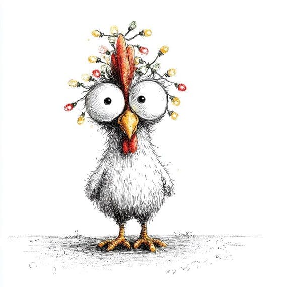 40 Funny Christmas Chicken Clipart (JPG) – Whimsical Holiday Farm Art — view 2 — watercolor clipart transparent PNG instant download