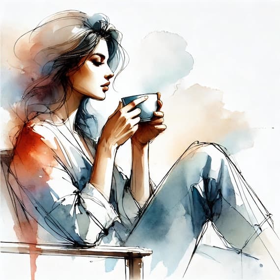 Watercolor Woman Coffee Art β watercolor clipart transparent PNG instant download