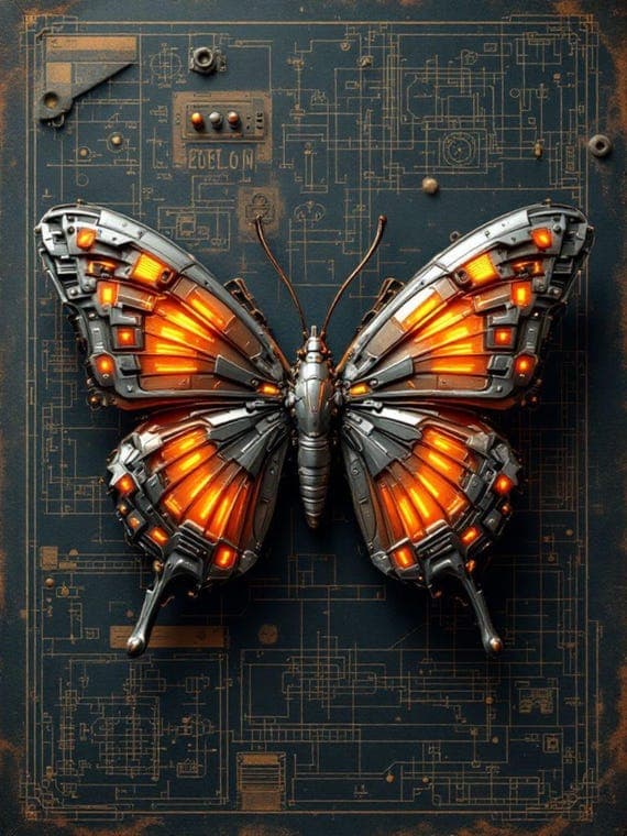 Vintage Steampunk Butterfly Junk Journal Pages β view 8 β watercolor clipart transparent PNG instant download