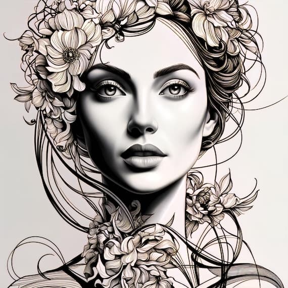 15 Floral Woman Face Clipart β view 6 β watercolor clipart transparent PNG instant download