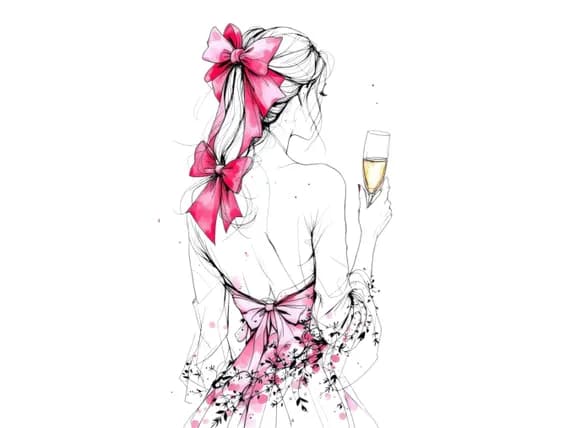 Watercolor Woman with Champagne Clipart β view 4 β watercolor clipart transparent PNG instant download