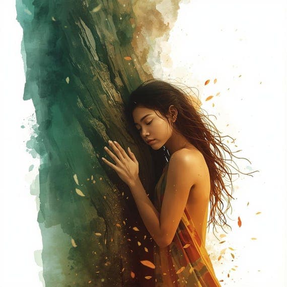 15 Forest Goddess Surreal Woman Art – Nature Spirit Portraits for Boho — view 8 — watercolor clipart transparent PNG instant download