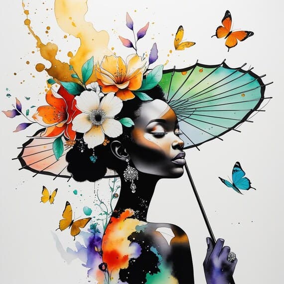 Black Woman Watercolor Clipart β view 8 β watercolor clipart transparent PNG instant download