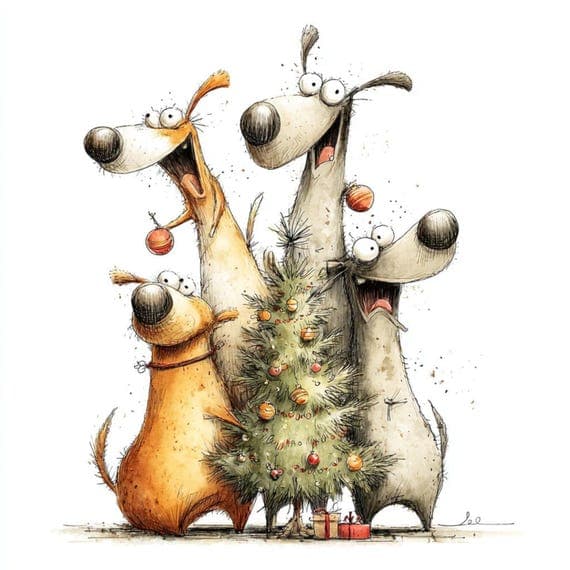 20 Watercolor Christmas Dog Clipart (JPG) β view 7 β watercolor clipart transparent PNG instant download