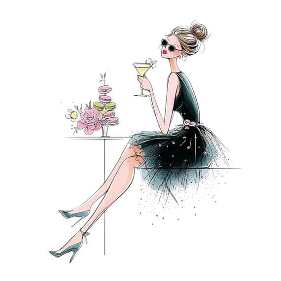 20 Parisian Birthday Girl Clipart (JPG) — watercolor clipart transparent PNG instant download