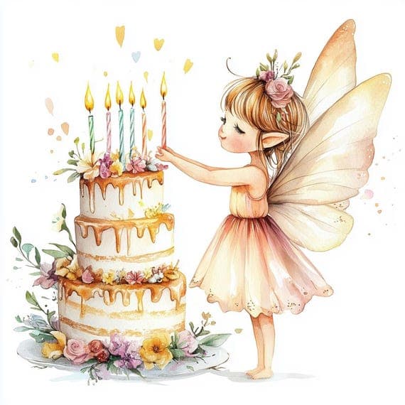 Birthday Cake Fairy Clipart, Watercolor PNG Designs (Digital Download) β view 5 β watercolor clipart transparent PNG instant download