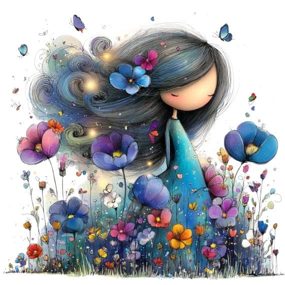 15 Afro Floral Meditation Girl Clipart (PNG JPG) – Peaceful Spiritual — view 2 — watercolor clipart transparent PNG instant download