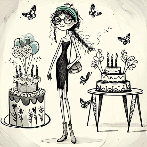 Whimsical Girl Birthday Clipart β view 8 β watercolor clipart transparent PNG instant download
