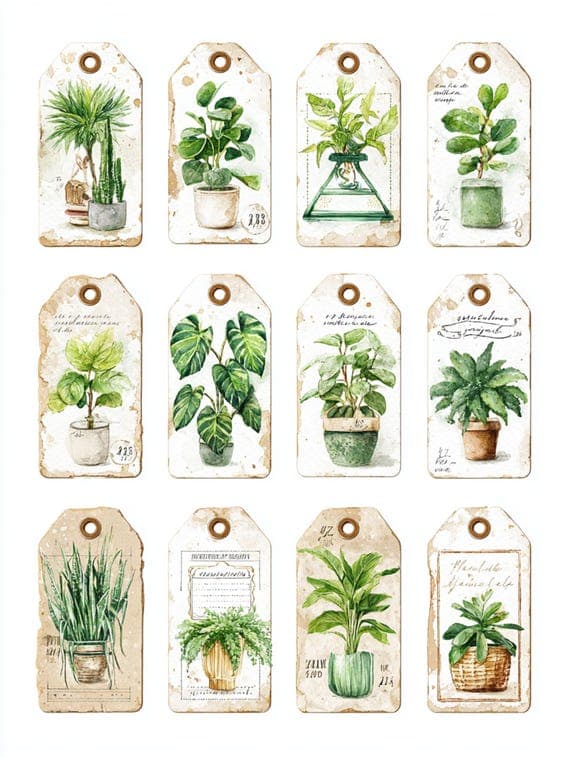 25 Boho Botanical Ephemera Printable Set for Junk Journals & Crafts Di β view 4 β watercolor clipart transparent PNG instant download