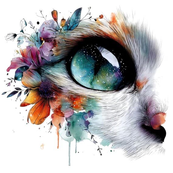 Watercolor Floral Cat eye Clipart β view 4 β watercolor clipart transparent PNG instant download