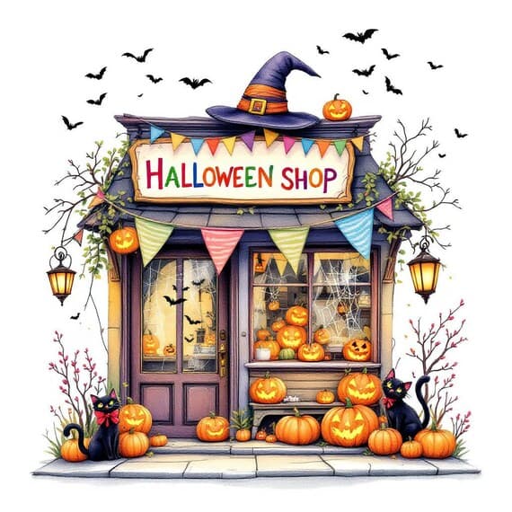 15 Halloween Shop Clip Art High Res Watercolor Png for DIY Crafts β watercolor clipart transparent PNG instant download