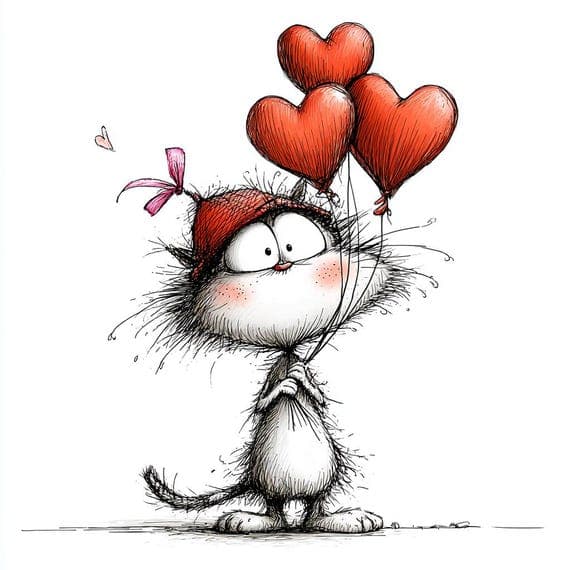 20 Quirky Watercolor Cat Clipart – Whimsical Love Cats for Digital Cra — view 3 — watercolor clipart transparent PNG instant download