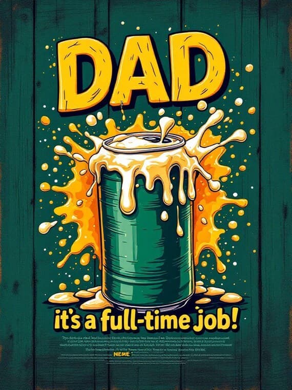 Funny Dad Beer Can Art, Retro Father's Day Gift (Digital Download) β view 8 β watercolor clipart transparent PNG instant download