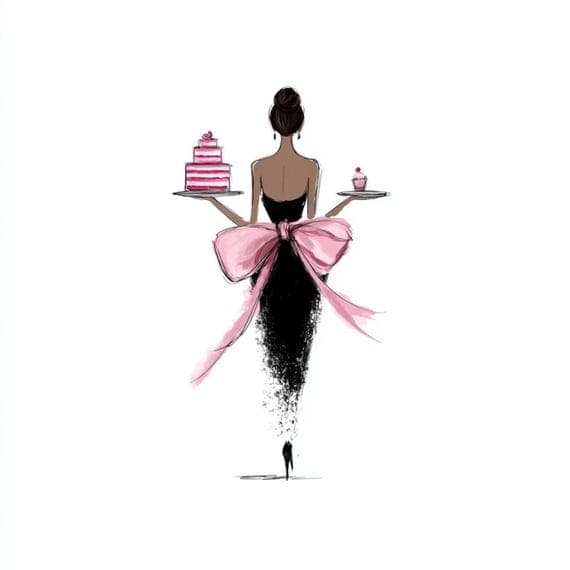 22 Pink Cake Lady Clipart (JPG) β view 6 β watercolor clipart transparent PNG instant download