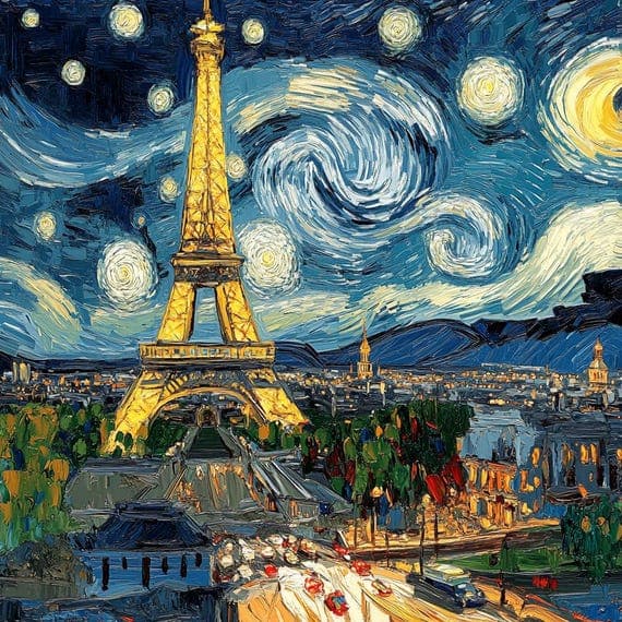 Van Gogh Starry Night Paris Clipart β watercolor clipart transparent PNG instant download
