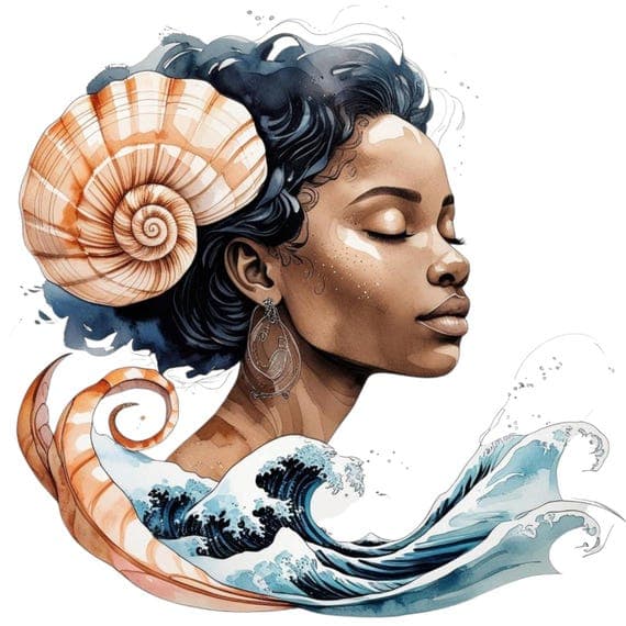 Watercolor Ocean Woman Clipart – Seashell Goddess PNGs (Digital Downlo — view 3 — watercolor clipart transparent PNG instant download