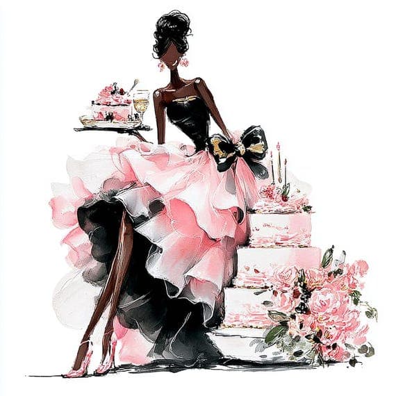 Luxury Birthday Girl Clipart β view 3 β watercolor clipart transparent PNG instant download