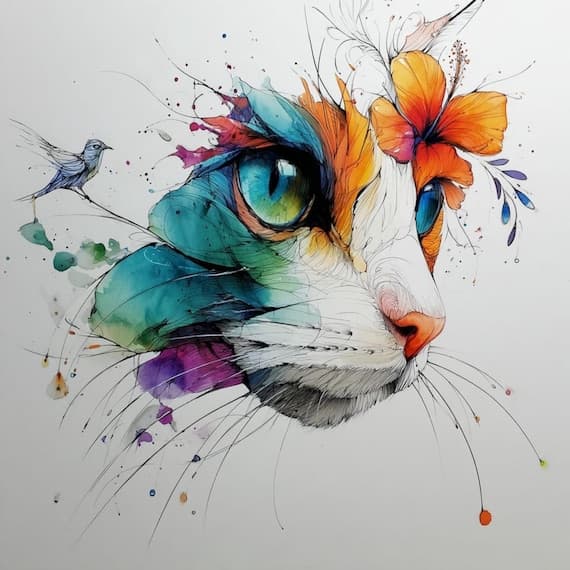 12 Cat Art Print β view 6 β watercolor clipart transparent PNG instant download