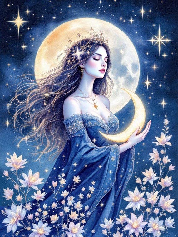 12 Moon And Girl Clipart , Digital Download , Printable image β view 5 β watercolor clipart transparent PNG instant download