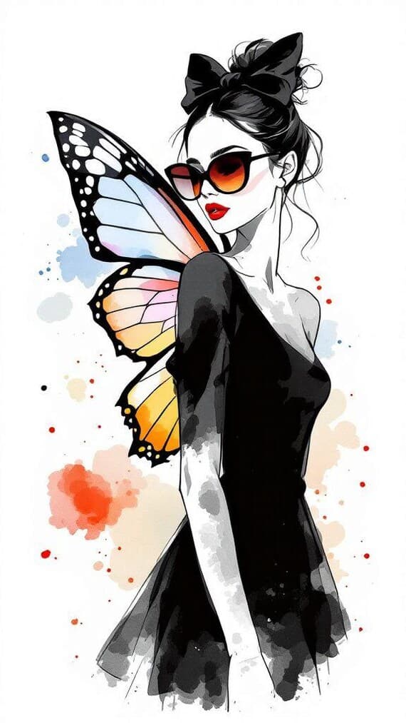 Watercolor Fashion Fairy Clipart β view 3 β watercolor clipart transparent PNG instant download