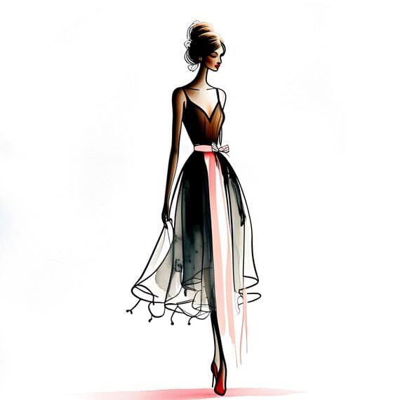 Elegant Woman Art Illustration β view 6 β watercolor clipart transparent PNG instant download