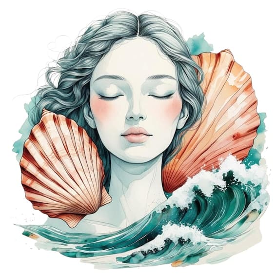 Watercolor Ocean Woman Clipart – Seashell Goddess PNGs (Digital Downlo — view 2 — watercolor clipart transparent PNG instant download