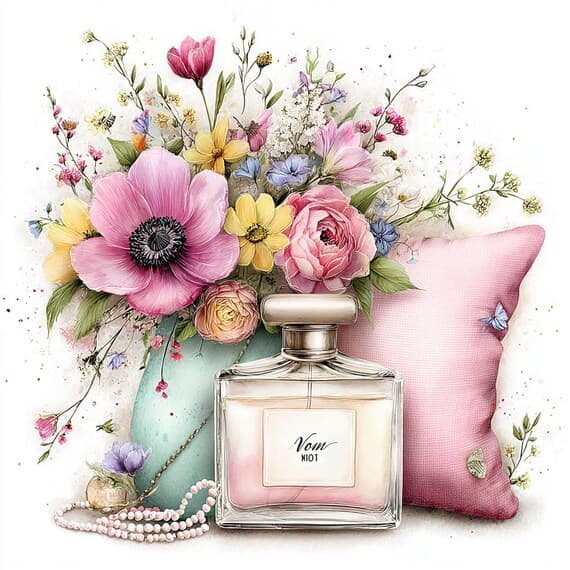 12 Watercolor Floral Perfume Clipart (PNG) β view 6 β watercolor clipart transparent PNG instant download