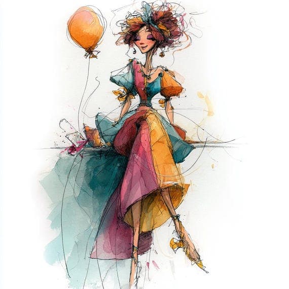 Watercolor Birthday Girl Clipart β view 2 β watercolor clipart transparent PNG instant download