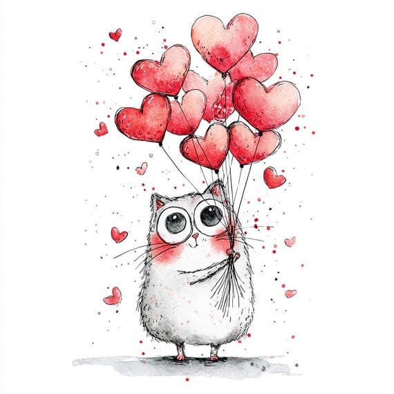 40 PNG Animals Valentine Day Clipart β watercolor clipart transparent PNG instant download
