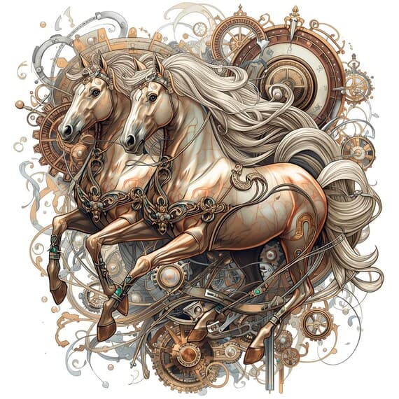 Steampunk Horse Clipart Bundle β view 4 β watercolor clipart transparent PNG instant download