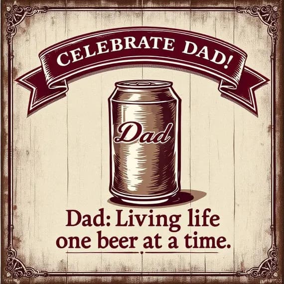 Funny Dad Beer Can Art, Retro Father's Day Gift (Digital Download) β view 7 β watercolor clipart transparent PNG instant download