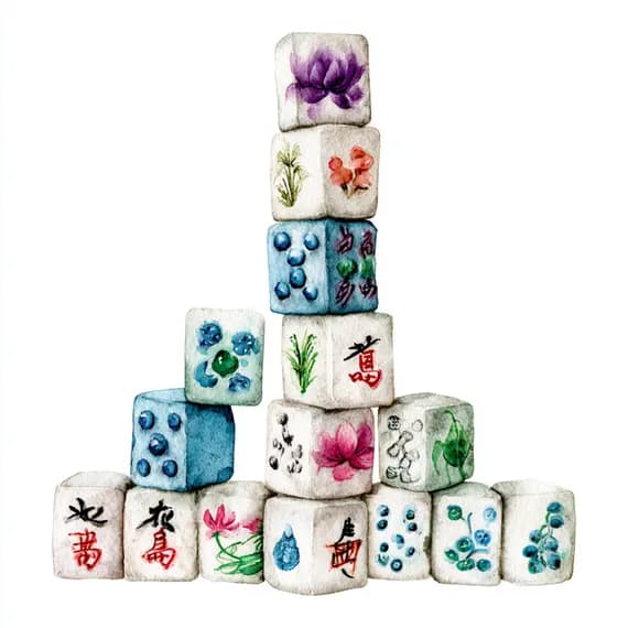 21 Whimsical Mahjong Clipart PNG β view 5 β watercolor clipart transparent PNG instant download