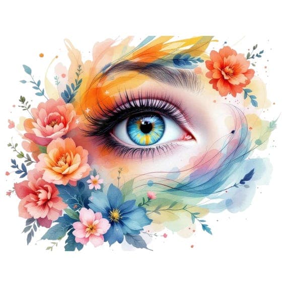 Abstract Floral Eye Clipart, Watercolor PNGs (Digital Download) β view 3 β watercolor clipart transparent PNG instant download