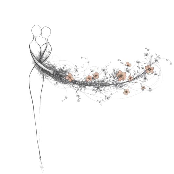 25 One Line Couple Floral Clip Art — watercolor clipart transparent PNG instant download
